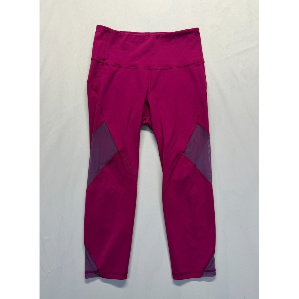 Old Navy Active Go-Dry Ankle Leggings Womens M Magenta Fitted Moisture Wicking